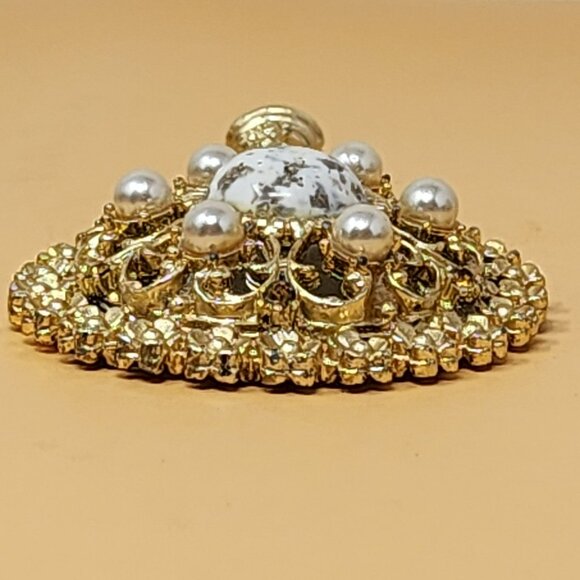 Vintage Ornate Handheld Mini Mirror With Decorative Handle & Pearl Accents - Picture 6 of 7